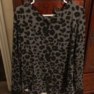 Leopard print (black and gray) long sleeve top. Worn only once. Like new.